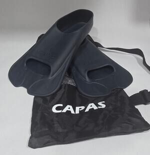 CAPAS Swim Training Fins Short Blade Adult Size L w/ Mesh Bag Navy